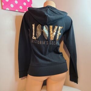 Y2K Victoria's Secret Angel Wing Bling Full Zip Hoodie Size Sm